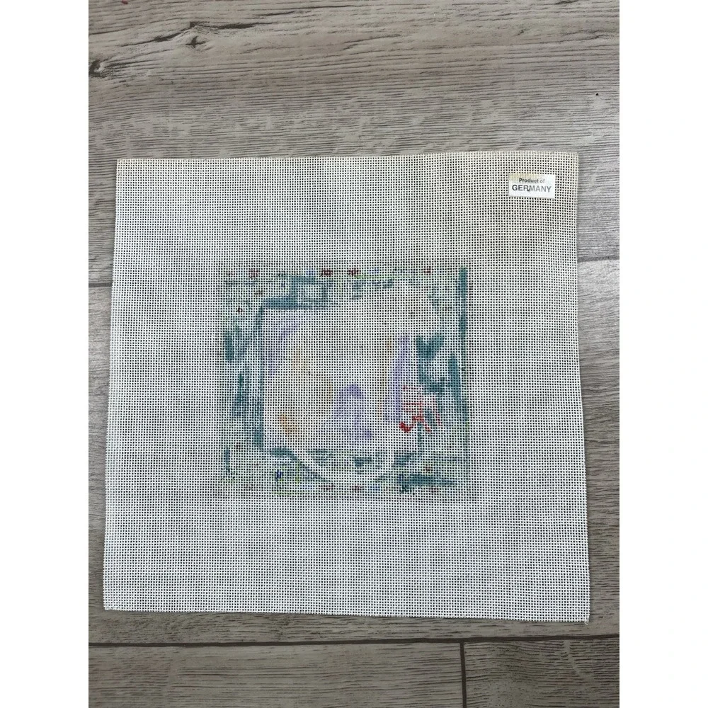 Chameleon Handpainted Needlepoint Canvas Tiger Teal Klimt like background 18ct